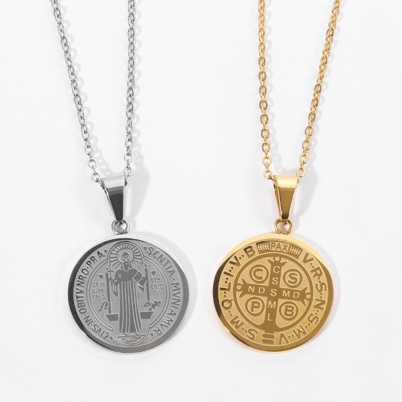 Kalung Dengan Liontin Desain Saint Benedict Exorcism Untuk Pria Dan Wanita 2021