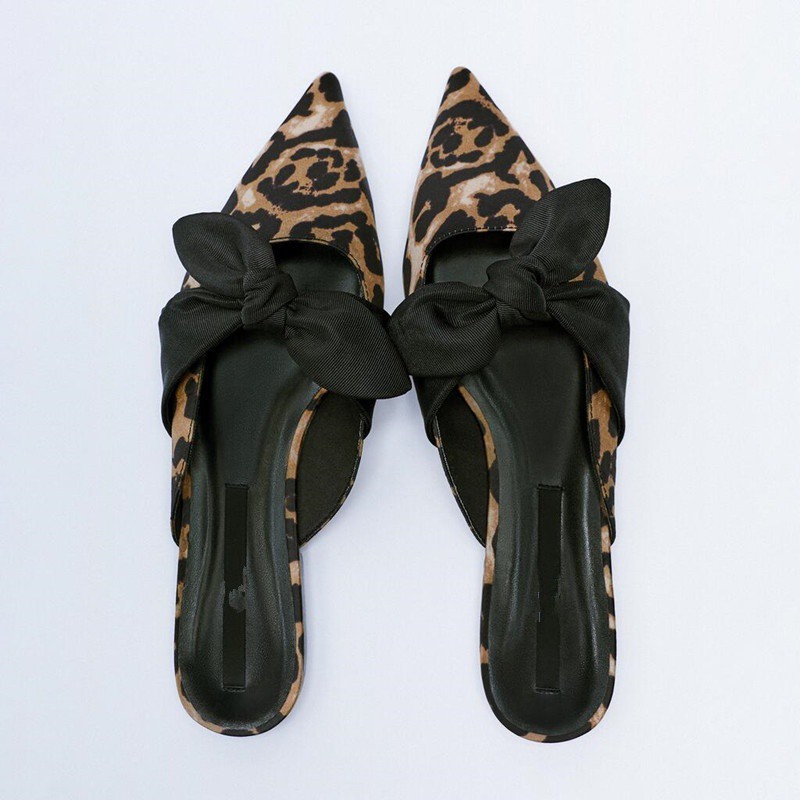 SEPATU ZR-131 ANIMAL PRINT MULES WITH BOW