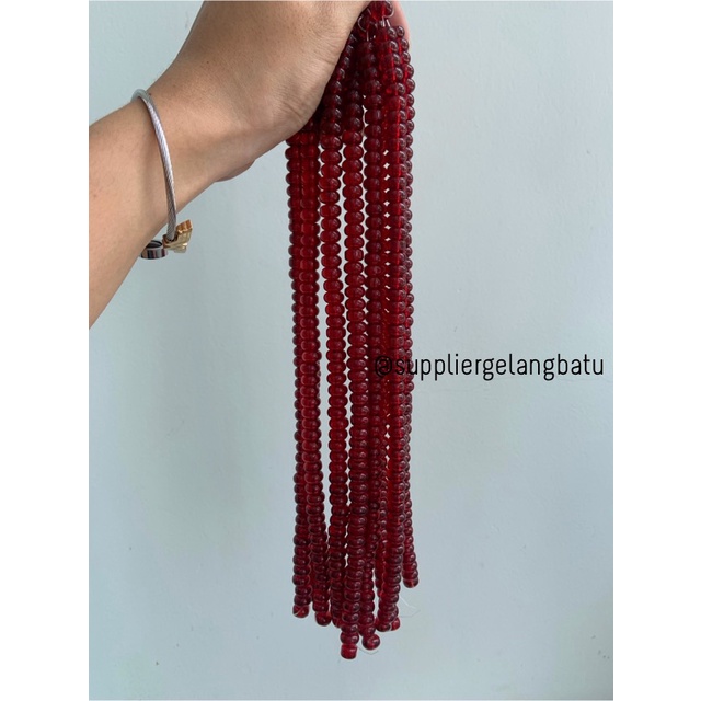 batu rondelle SOFT RED quartz Beads 8 x 12mm spacer pembatas tasbih bahan tasbih tangan kalung spacer pipih donat muslim sholat