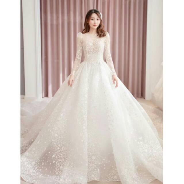 Pre Order gaun pengantin lengan panjang baju pengantin mewah wedding dress import wedding gown new