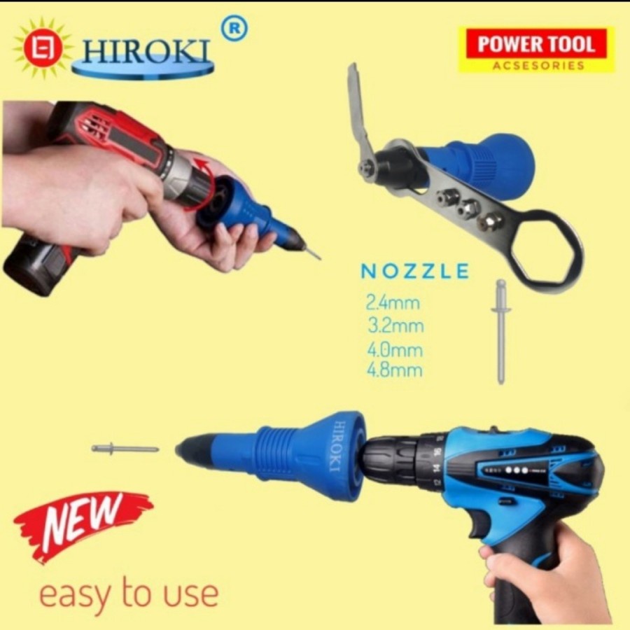 Hand Riveter Hiroki / Adaptor Rivet Gun / Adepter Rivet baut