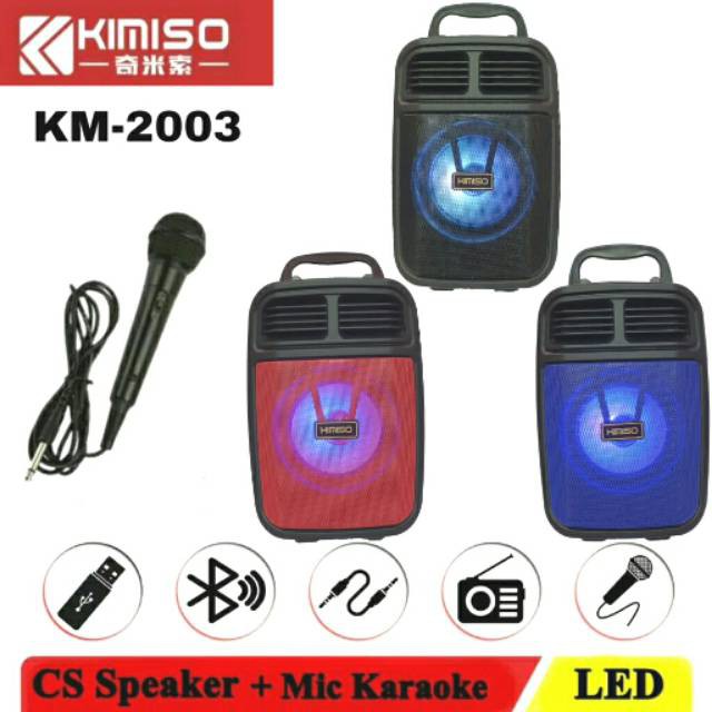 Speaker Bluetooh KIMISO Karaoke 4Inch Lampu LED  + Mic KIMISO Speaker Super Bass Speaker Aktif BASS