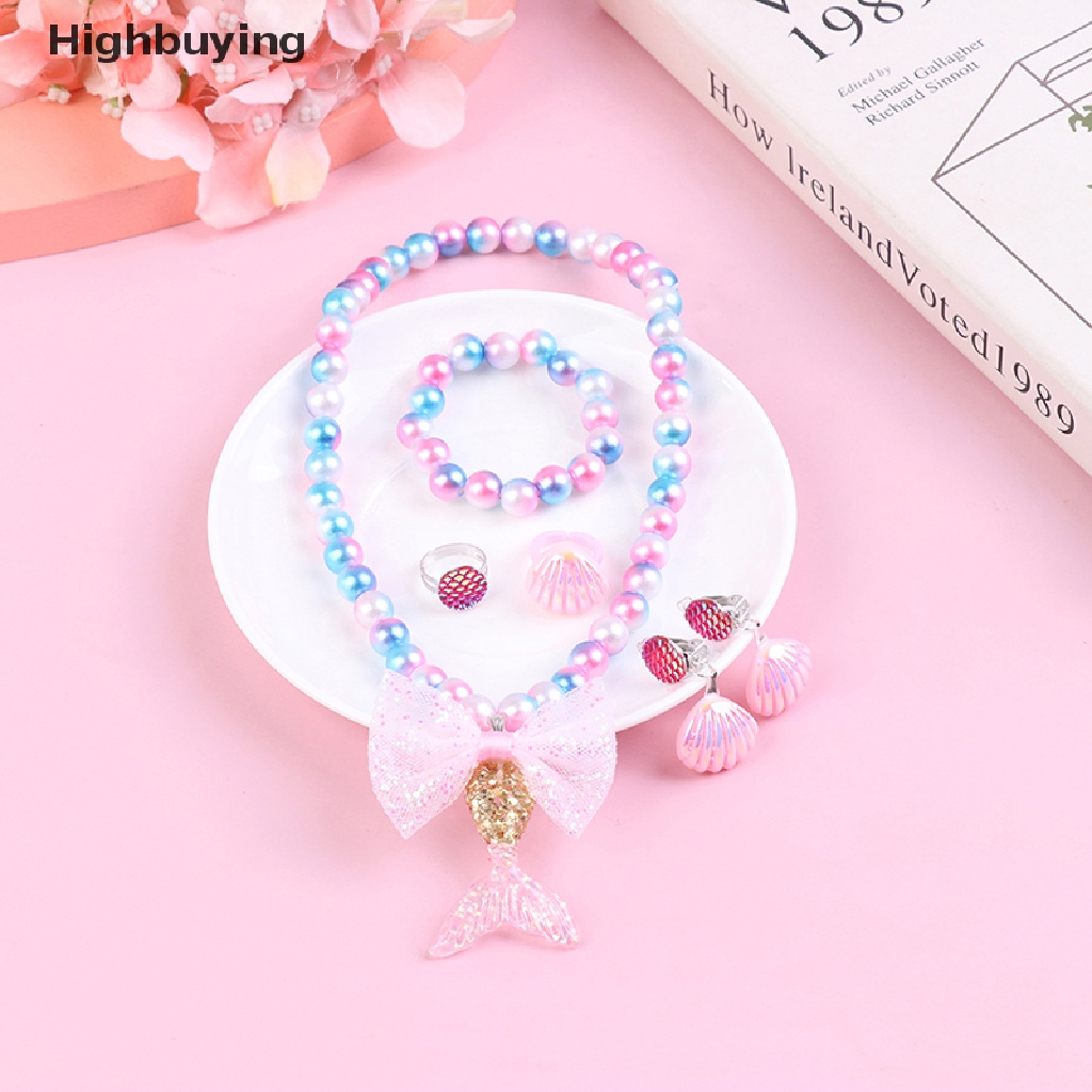 Hbid 1 Set Kalung Manik-Manik Adjustable Dengan Liontin Ekor Mermaid Untuk Anak Perempuan Glory