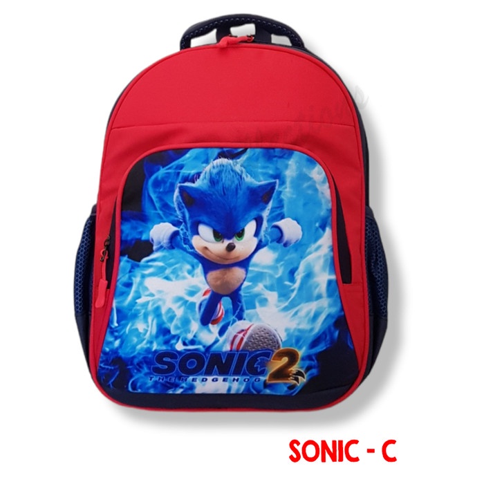 NEW Tas Ransel Sekolah anak Laki/Perempuan Motif Kartun High Quality - Merah Sonic C