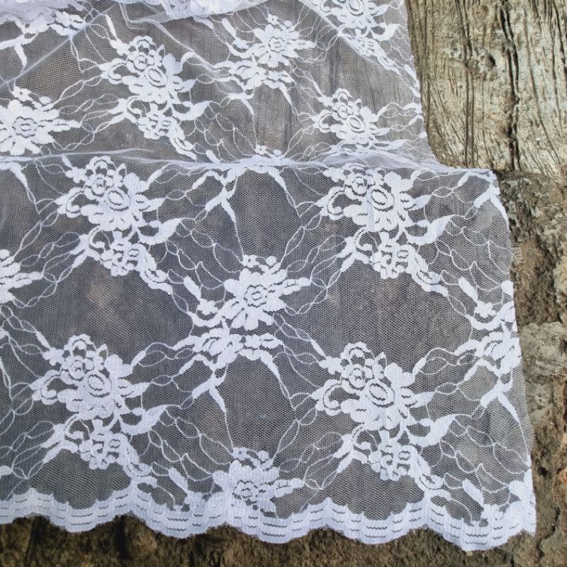 Kain Kebaya Brukat Brokat Putih Bersih Tipis Halus Lebar 110cm per 50cm