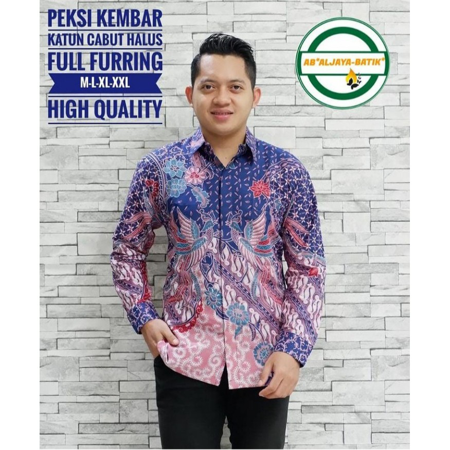 PEKSI KEMBAR BATIK BIRU PINK kemeja batik pria lengan panjang terbaru ORIGINAL NAVY PINK BIRU