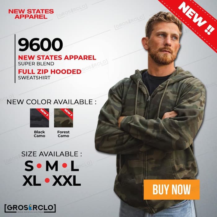 New States Apparel Nsa Jaket Zip Hoodie Polos 9600 Camo Import S - Xxl