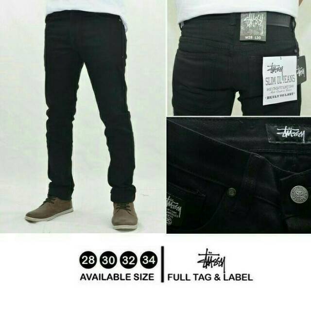 Celana jeans panjang pria hitam / black skinny jeans premium macbeth stussy dickies slimfit