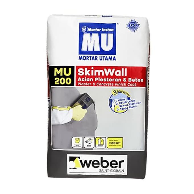 Terlaris MU 200 20kg semen mu / Mortar Utama acian halus abu2 anti retak Baru