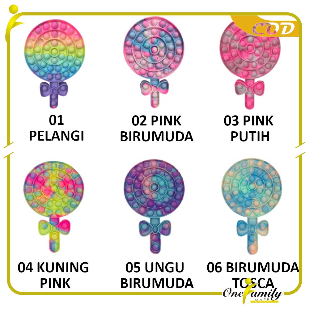 ONE-M131 Mainan Pop It Rainbow Karakter Fidget Push Pop It Among Us Bulat Pop Its Mainan Anak-LOLIPOP