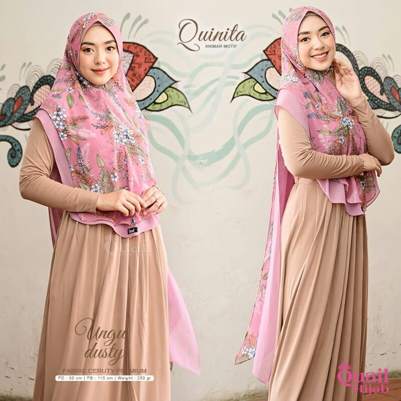 Quail Hijab jilbab instan khimar motif QUINITA cantik casual simpel murah ceruty adem kualitas premi
