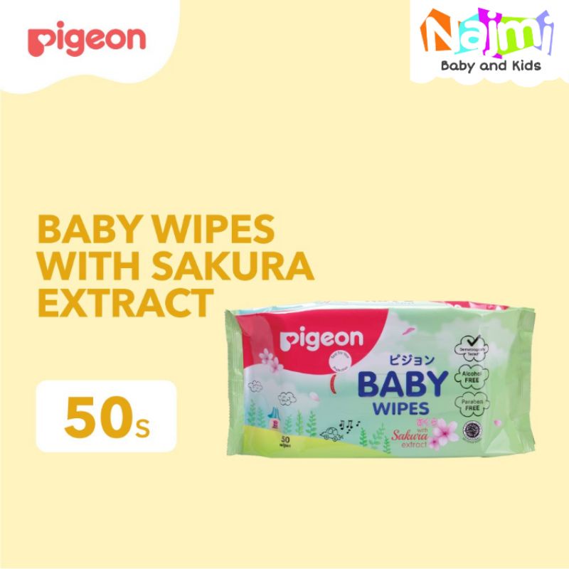 Pigeon Baby Wipes with Sakura Extract 50s / Tissue Tisu Basah Bayi