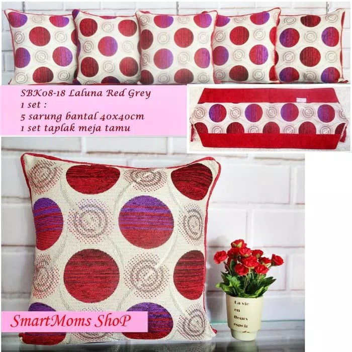 Sarung Bantal  Sofa Minimalis  ZIGZAG MERAH SBKSET 