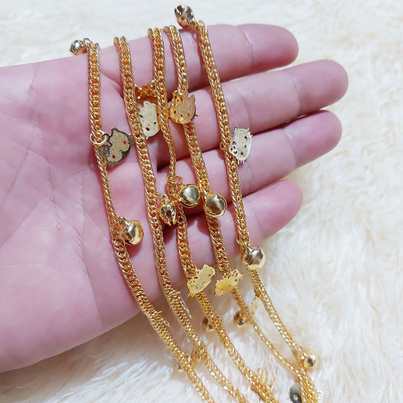 4s Grosir Solo || Gelang Kaki Wanita Sepuhan Emas Liontin Hello Kitty Anti Karat Dan Luntur || Xuping Gelang Kaki Wanita Anti Karat &amp; Luntur Sepuhan Emas Motif Hello kitty