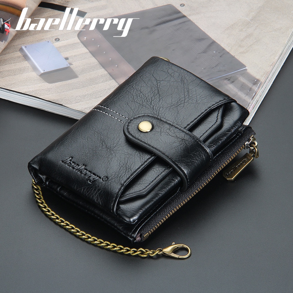 ORIGINAL BAELLERRY D3231 DOMPET LIPAT DENGAN RANTAI ANTI COPET KULIT PU