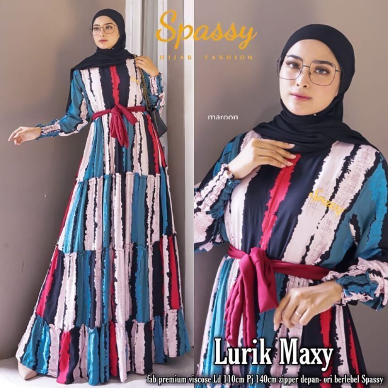 Ready siap kirim Lurik Maxy bahan viscose,  bisa cod Baju Gamis Wanita Muslimah Fashion Perempuan De