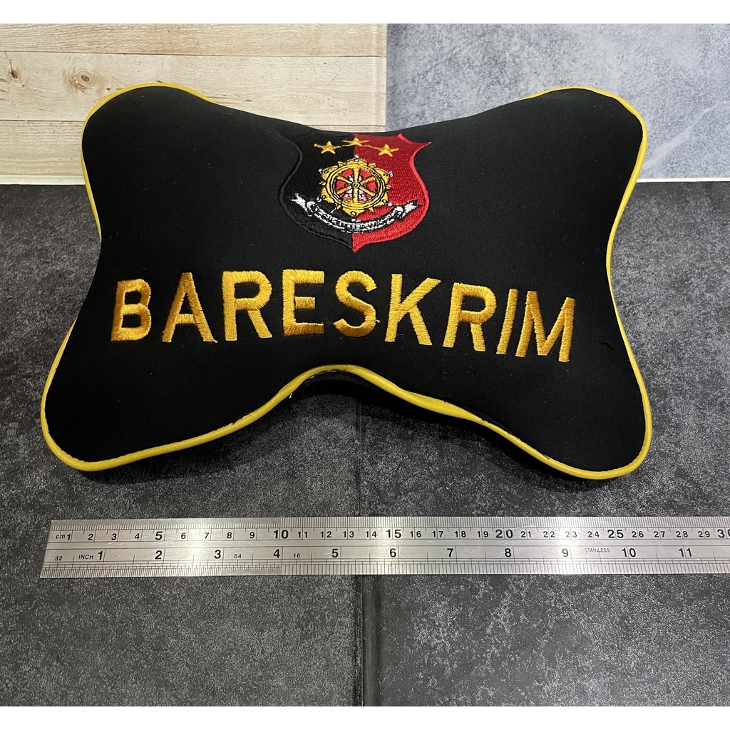 Bantal Mobil Bareskrim Hitam - Bantal Mobil Reskrimum - Bantal Kepala Bareskrim