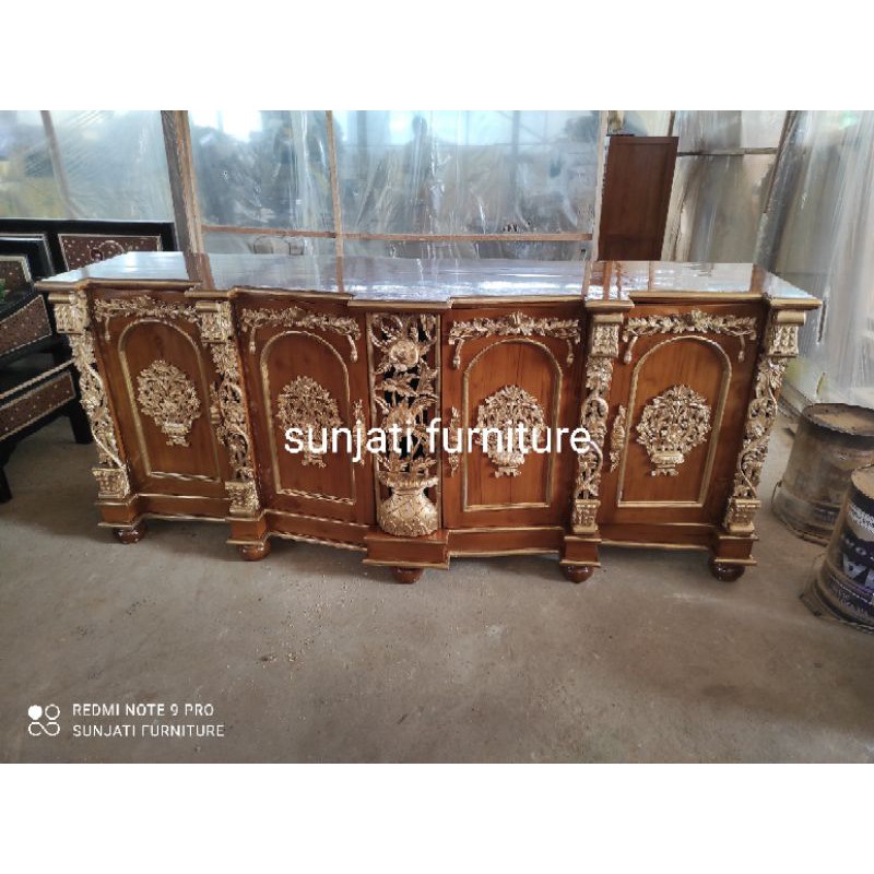 meja TV / bufet pendek sima jati jepara