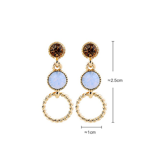 LRC Anting Tusuk Fashion Gold Geometric Circle Stud Earrings In Sterling Silver D03306