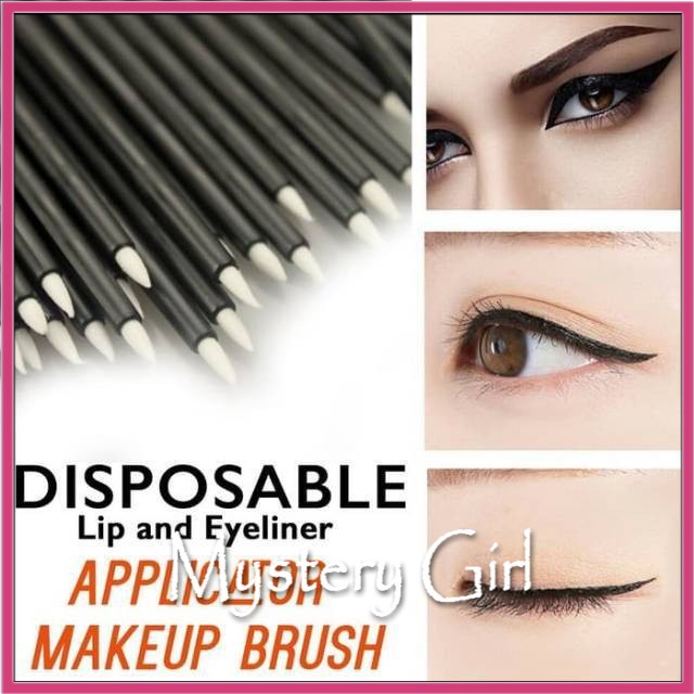 Mysterygirl - Disposable Eyeliner dan Lipliner Brush / Disposable Lip Wand Brush Eyebrow Spons Eyelash Brush