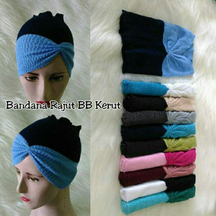 [HUSNA HIJAB] Ciput Rajut 2 Warna Kerut Isi 1 Lusin ( Isi 12 Pcs) / Grosir Ciput Rajut