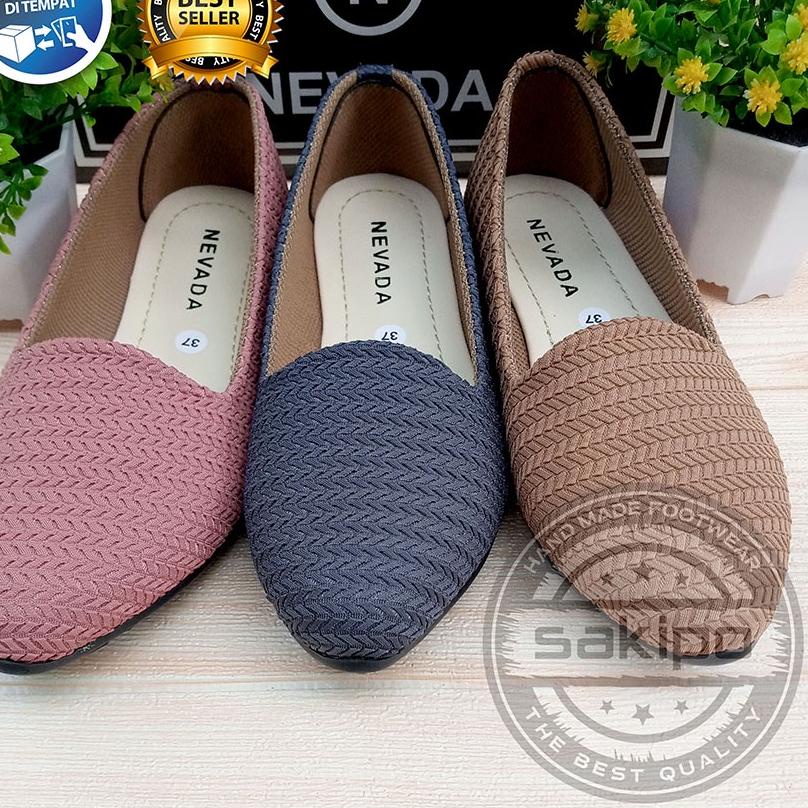 Best Seller.. PROMO 12.12 BIRTHDAY SALE SEPATU WANITA DEWASA BALET RAJUT NEVADA TRENDI TERMURAH TERL