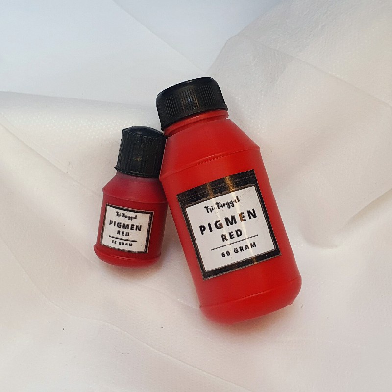 PIGMEN 12gr RED Merah Mini Kecil Pewarna Sablon Pigment Color Slime Clay DIY Waterbased Tie Dye Cat Warna Warni Air Cairan Liquid Painting Kerajinan Prakarya Art Seni Kesenian Perlengkapan Drawing Melukis Lukis Grosir Prakarya Malang