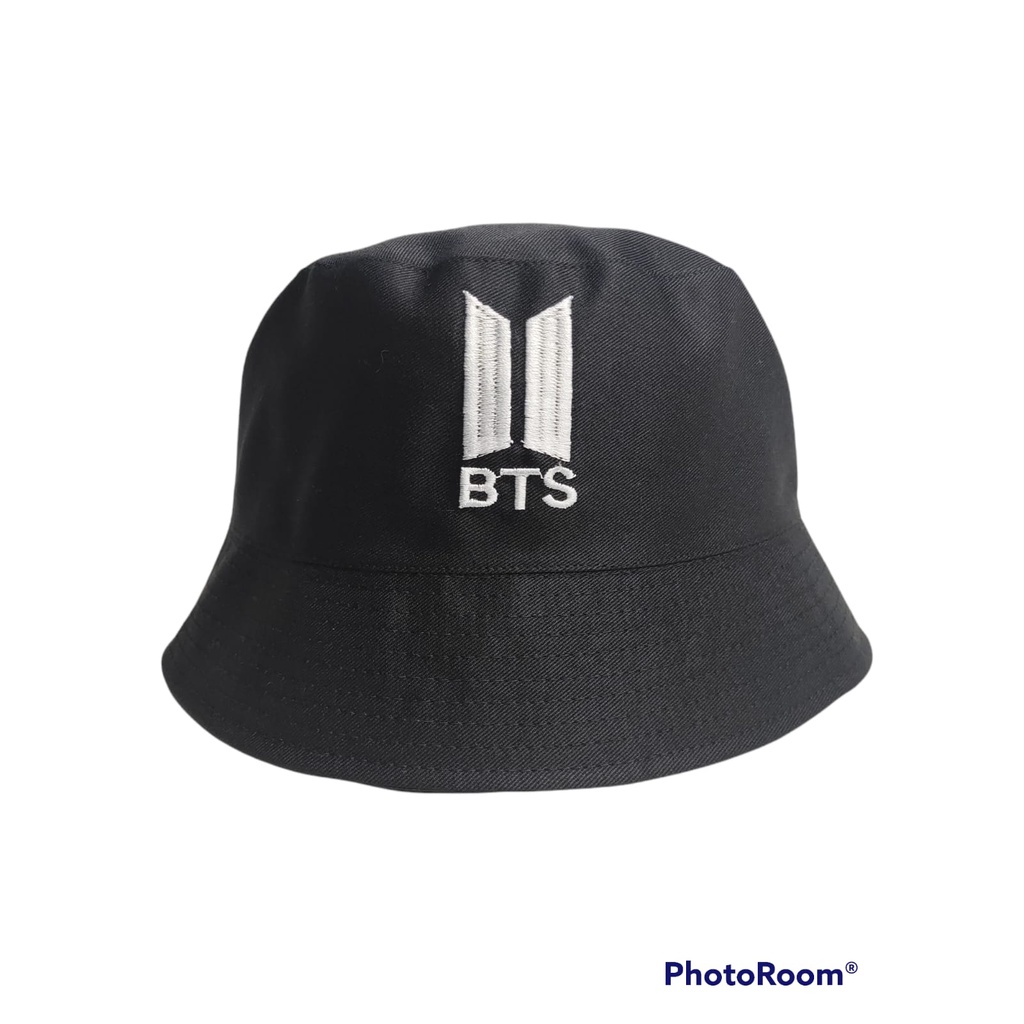 Topi Bucket bordir BTS Aksesoris Fashion Korean Unisex