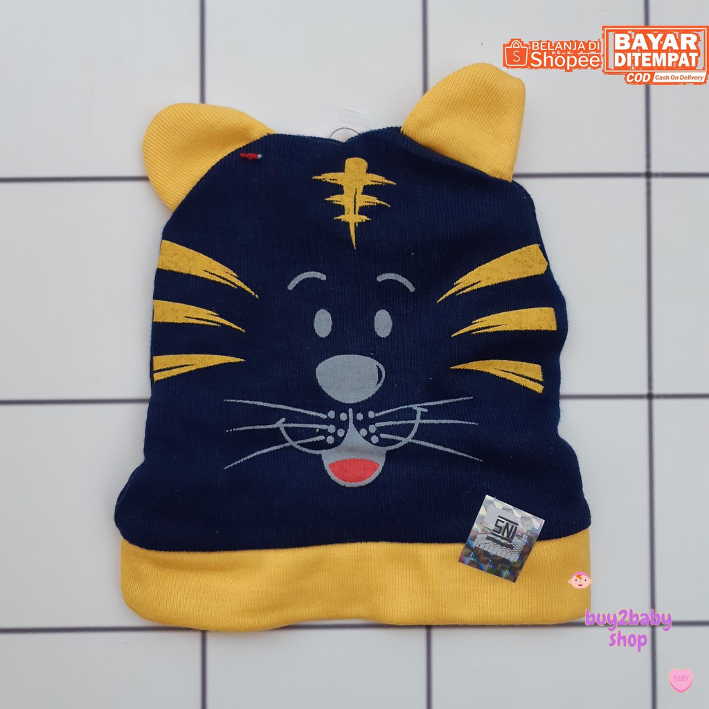 Topi kupluk bayi NIA bahan katun Cat Series 0-3 Bulan isi 1 PCS