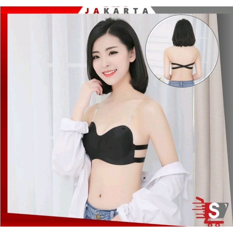 Bra Push Up Tanpa Tali Model Backless / Bra Invisible Strapless / BH Gaya Korea (FREE Tali Transpara
