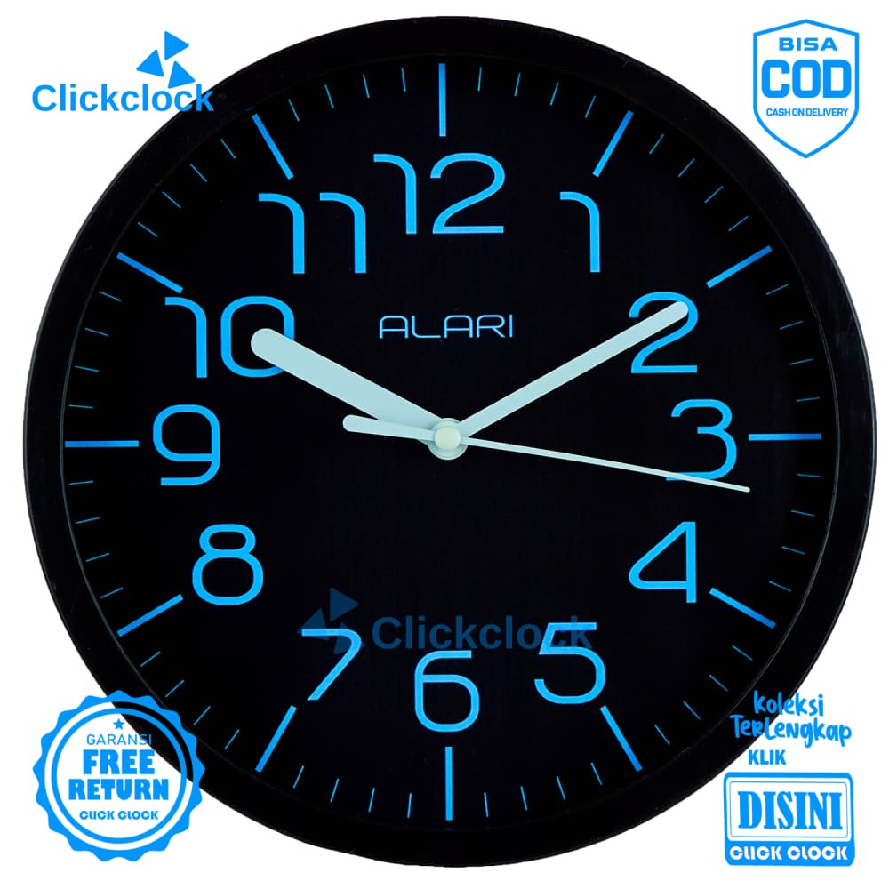 Jam Dinding Quartz Minimalis Blue Alari AL1199 Besar Hiasan Dinding Murah