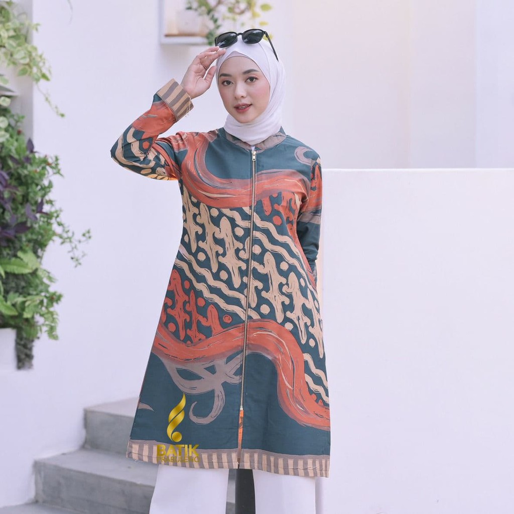 NESA MOTIF Batik Wanita Prabuseno Original Premium Tunik Lengan Panjang Printing Full Furing Atasan 