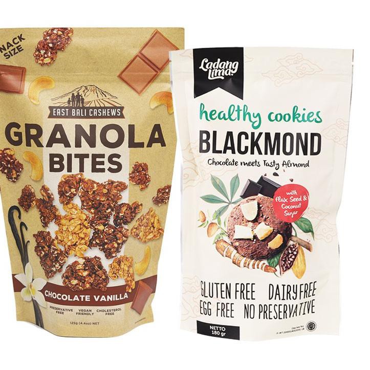 

ג NEW Paket Snack Terfavorit - East Bali Cashews & Ladang Lima - Granola Bites & Kue Kering Sehat KF