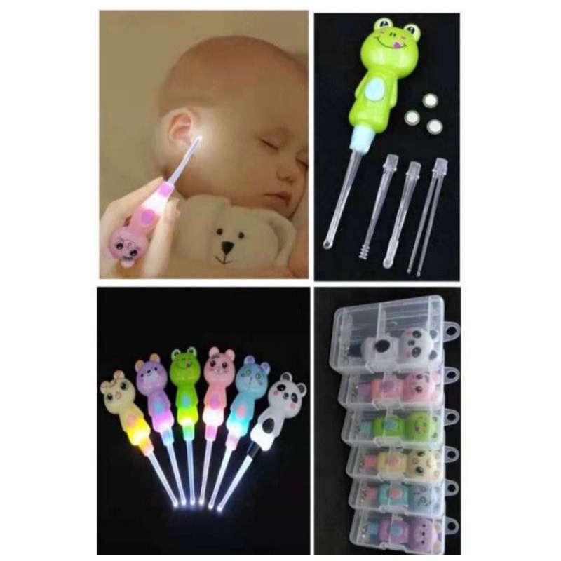 Korek kuping LED | korek kuping lampu anak | pembersih telinga anak motif lucu FREE BOX