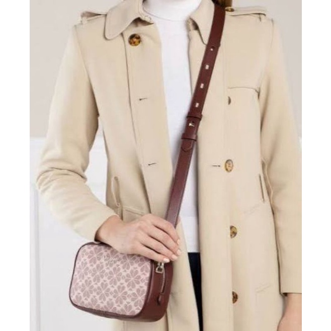 KS Infinite Spade Flower Coated Canvas Medium Camera Bag Pink Multi/tas katespade ori/authentic bag