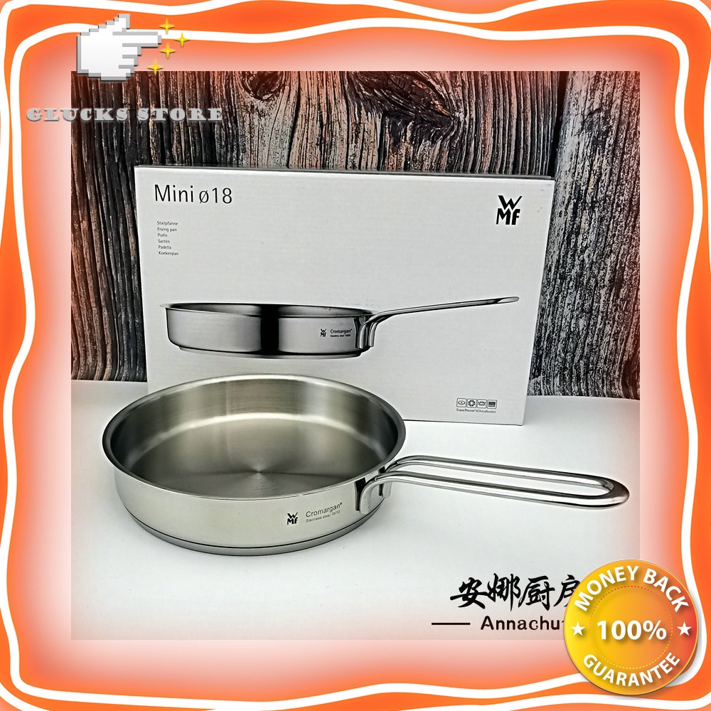 Panci Mini 18cm Stainless Steel WMF Frying Pan Anti Lengket Cromargan Wajan Penggorengan Teflon Gaga