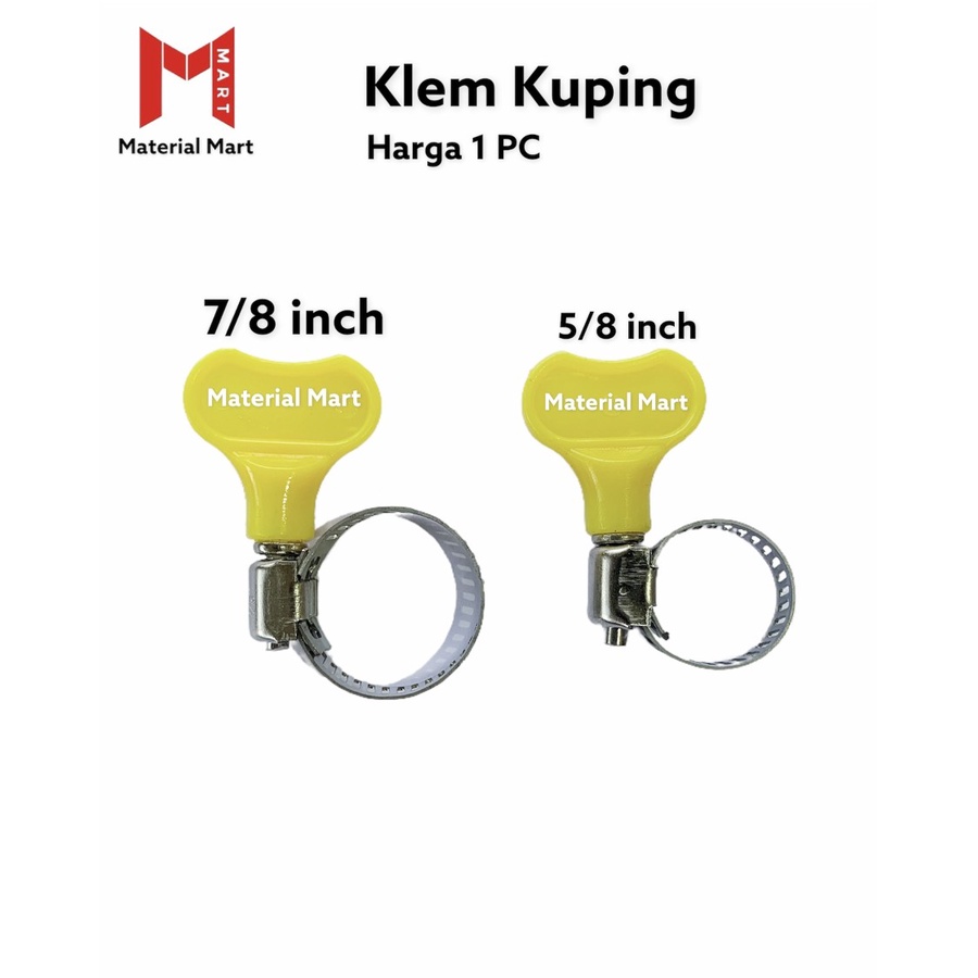 Klem Selang Kuping Stainless 7/8&quot; | Klem Kuping 5/8&quot; | Penjepit Selang | Material Mart