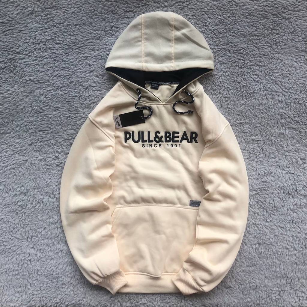 Jaket Sweater Hoodie Premium PULL &amp; BEAR Unisex Full Tag Wash Motif Teks Bordir Terbaru  / Hoodie Pria Wanita Sweater Casual Pull &amp; Bear Bordir Tebaru