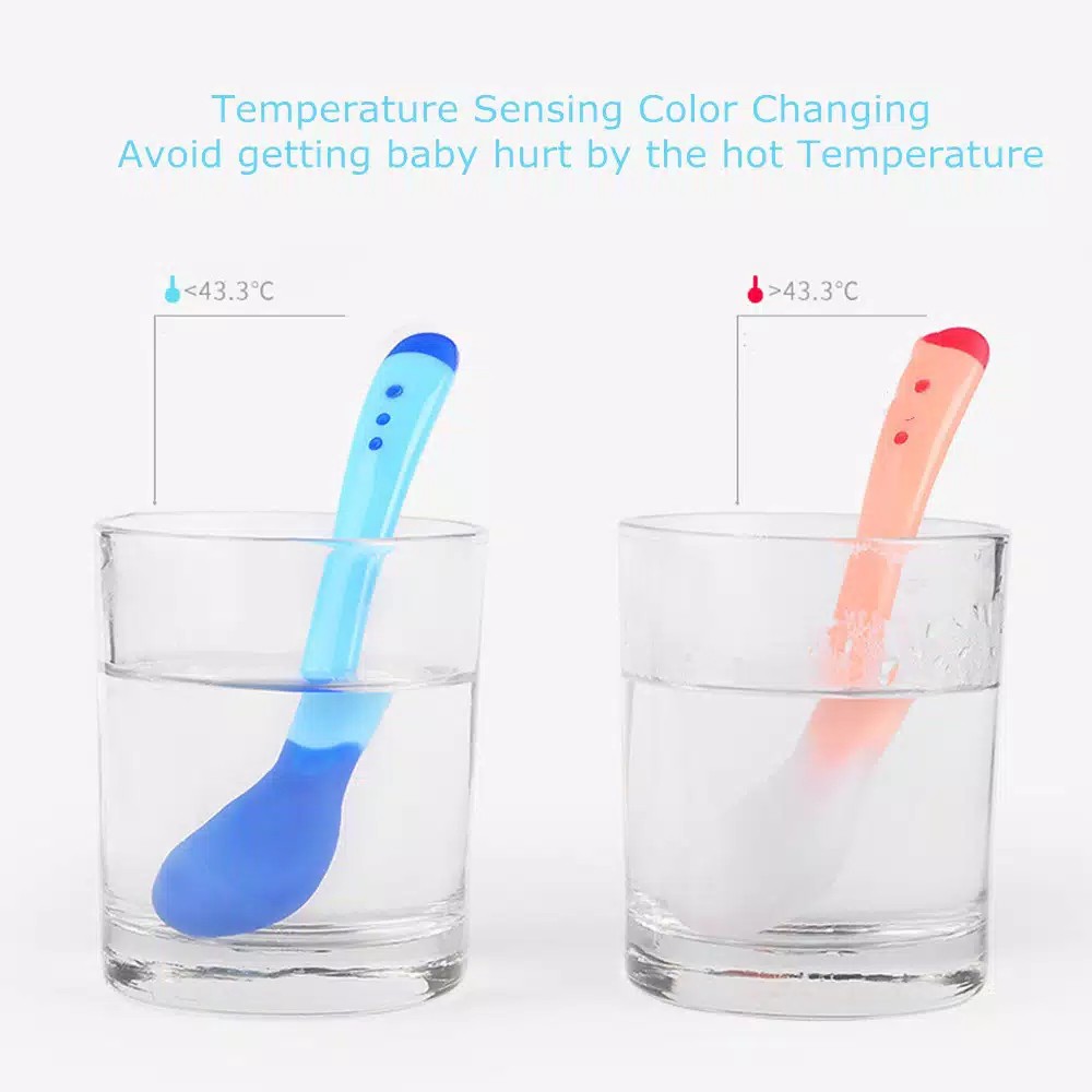 Sendok Makan Bayi / Sendok Makan Bayi Sensor Panas / Spoon Fork Set Heat Sensing Garpu Sensor Panas