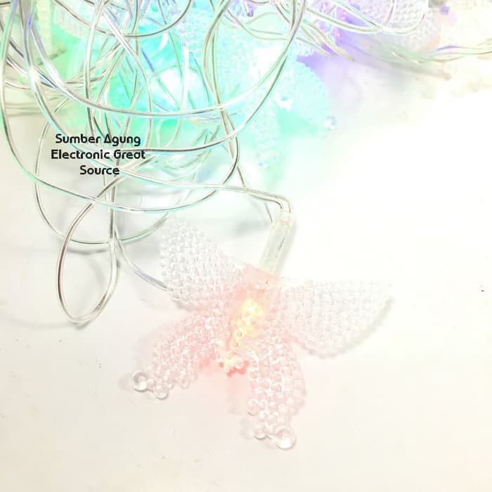 Lampu Tumblr LED Bentuk Kupu Kupu Kristal 28LP Berkualitas RGB Berkedi