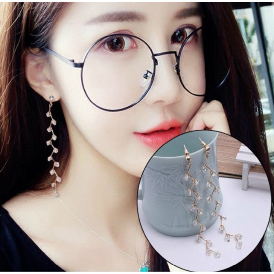 Anting Wanita E37 KRISTAL PANJANG Sangan Menawan Korea Fashion Women Earring Giwang Aksesoris Cewek Zig Zag Tassel Elegan