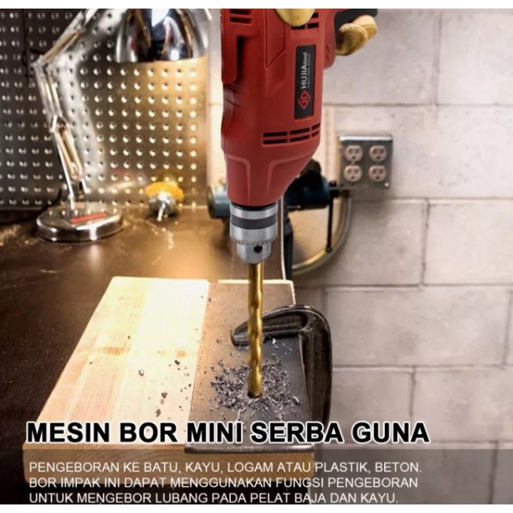 ELECTRIC DRILL MESIN BOR TANGAN 10 MM REVERSIBLE VARIABEL SPEED JLD HUJIA