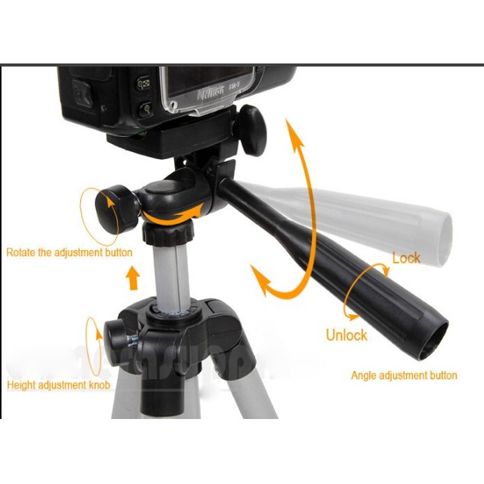 Portable Tripod Weifeng Stand 4 Section Aluminum Legs WT-3110A