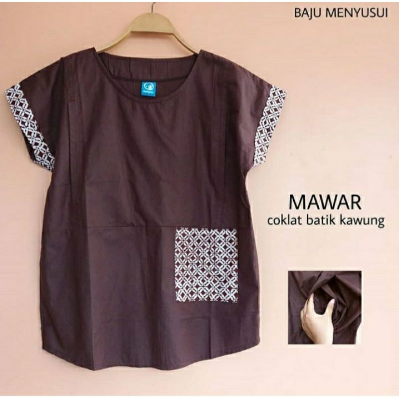 Baju Menyusui "Mawar Coklat Batik"