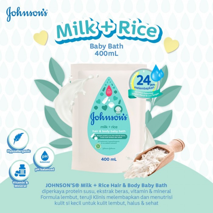 JOHNSON'S BABY BATH Milk&amp;Rice/Top To Toe/Bedtime/Cottontouch Johnson 400ml 375ml 500ml Babymaniashopid