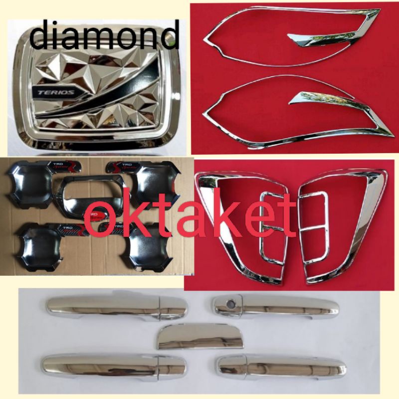 paket lengkap new Rush Terios 2015 2016 2017 Trd Sportivo Chrome garnish depan belakang outer handle tank cover