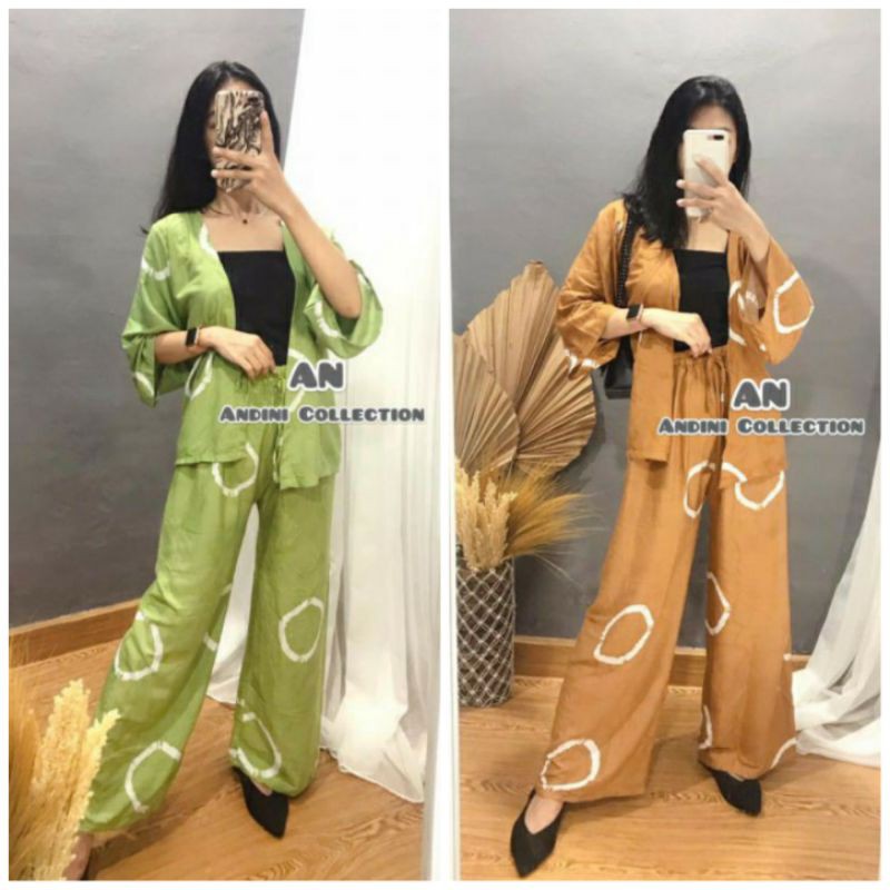 ONE SET SHIBORI // CARDIGAN AUTER SHIBORI // SETELAN AUTER KULOT // CARDIGAN KULOT