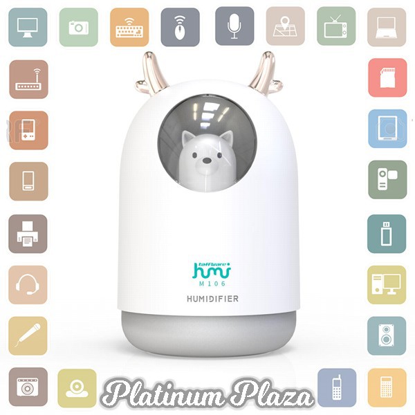 Taffware Pet Ultrasonic Humidifier RGB Aroma Essential Oil Diffuser 300ml - HUMI M106`2HWL2N-- White