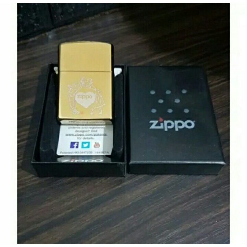 Mewah korek Api Zippo gold Motif Love Grade Ori