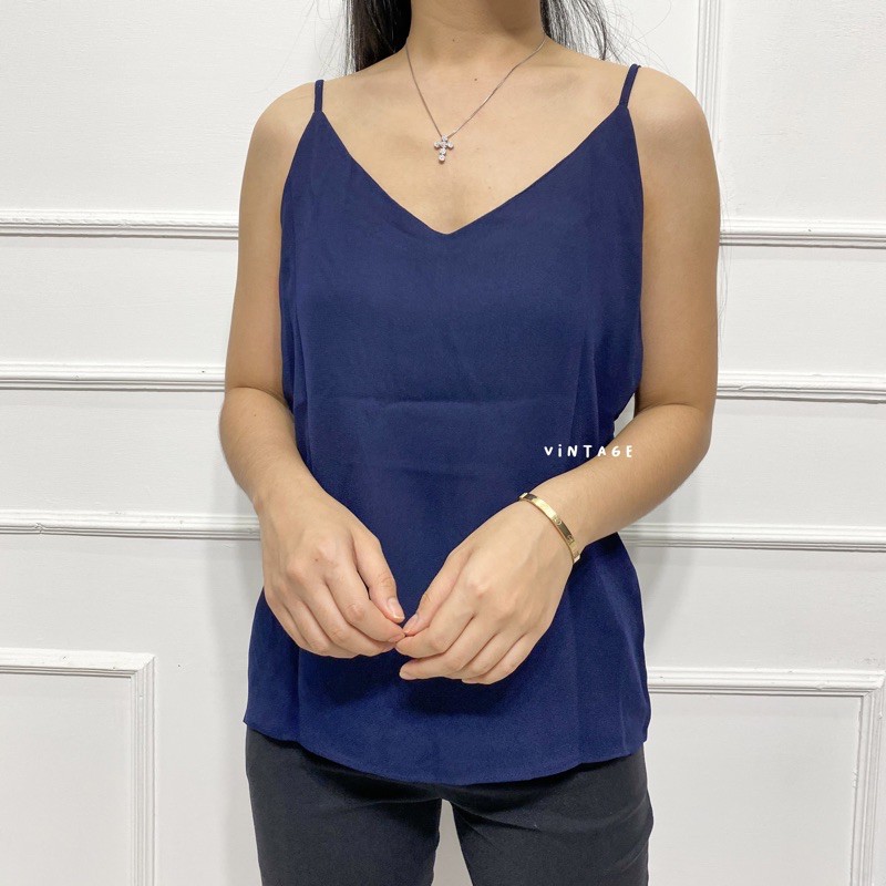TANKTOP WANITA BASIC TANKTOP KOREA TANKTOP TALI KECIL-Navy